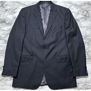 Ermenegildo Zegna Suit Mens Size 44 Charcoal Black Striped Black Saks Fifth